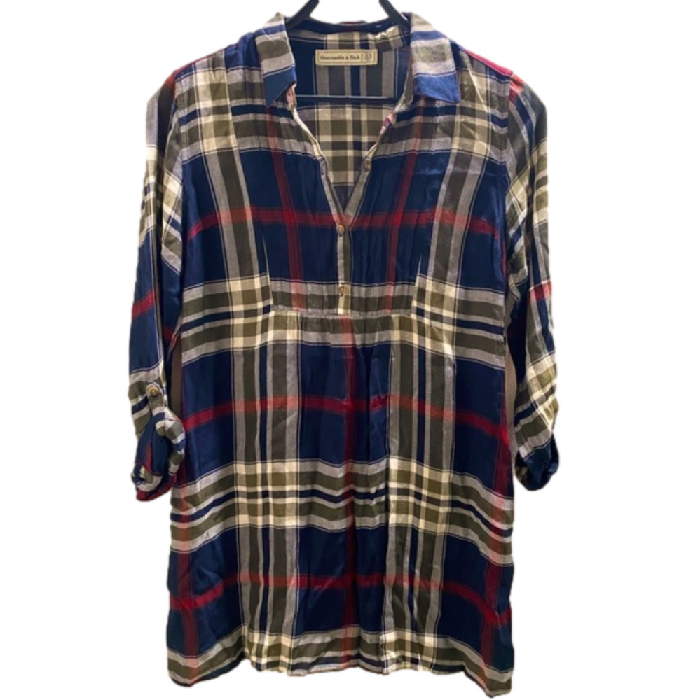 Abercrombie And Fitch Flannel Plaid Shirt Dress Size Xs